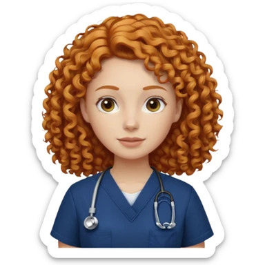 a ginger curly hair vet woman with navy blue scrub

 sticker