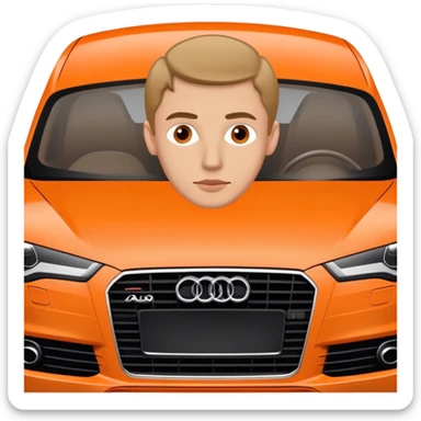 white guy with very thin lips in orange audi sticker