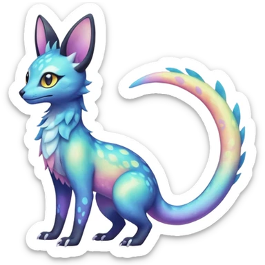 Shiny Pastel White Iridescent Celestial Salandit-Umbreon-Genet-Noivern-Noibat-Serval-Hybrid (Full body) sticker