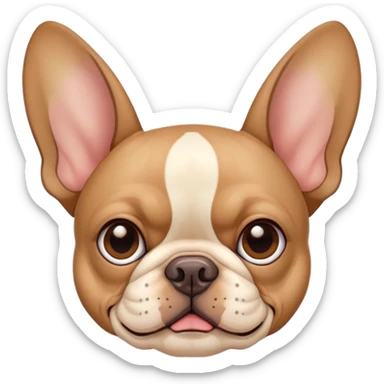tan french bulldog head with distinctive bat ears and flat nose sticker