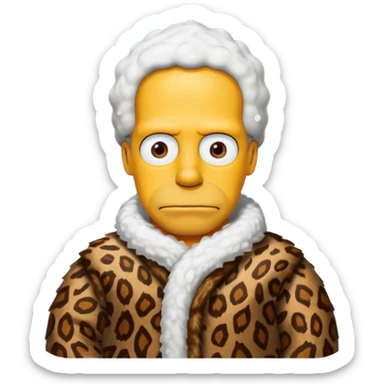 a simpson wearing ancient animal skin cloth with snow, half body, icon sticker
