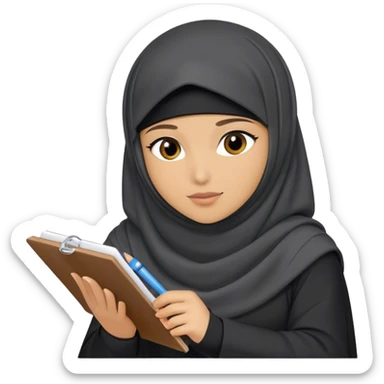 muslim niqabi writing in notebook sticker
