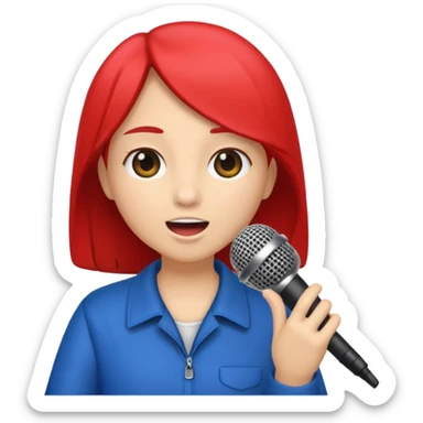 A girl singing with mic sticker