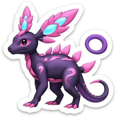 Shiny Dusknoir-Salandit-Sylveon-Fakémon-hybrid-creature (full body)  sticker