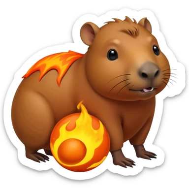 Capybara getting his head lava toy sticker