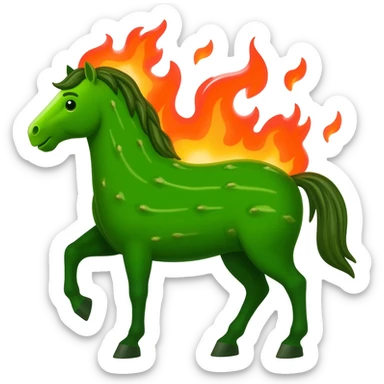 A cucumber horse on fire sticker