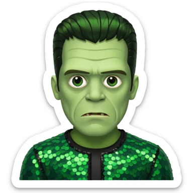 Frankenstein with dark green sequin outfit sticker