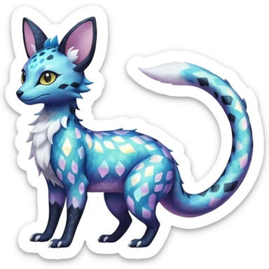 Shiny Pastel White Iridescent Celestial Salandit-Umbreon-Genet-Noivern-Noibat-Serval-Hybrid (Full body) sticker