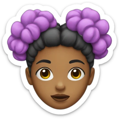 girl with 2 afro puffs with a frown sticker