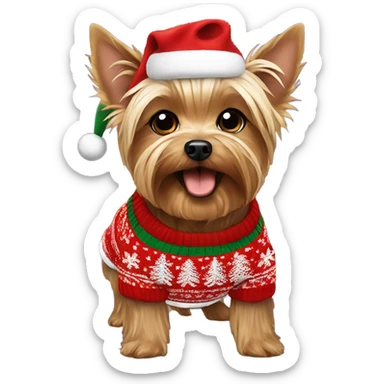 Yorkshire terrier wearing a Christmas jumper  sticker