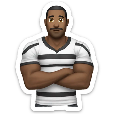 hombre con camiseta blanca con rayas y antifaz negro sticker