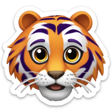 aubie the tiger purple and yellow sticker