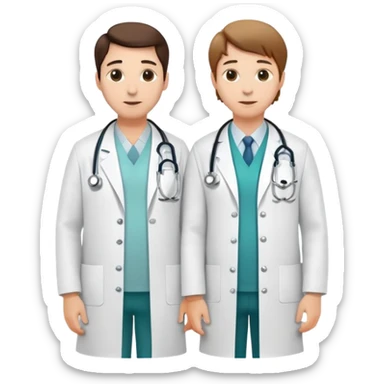 Two doctors standing side by side with stethoscopes and white coats sticker