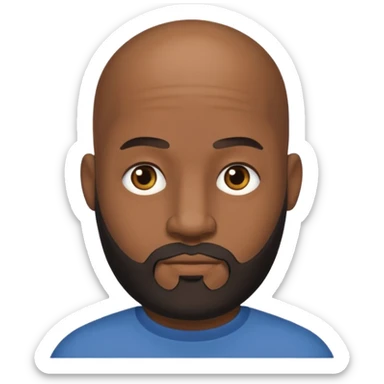 A handsome black man with a full 5 o'clock shadow beard, bald head. sticker