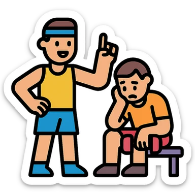One sportsman encourages the other one, to do a workout and stop being lazy
 sticker
