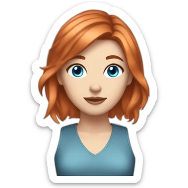 white girl with copper hair and blue eyes and cat ears sticker