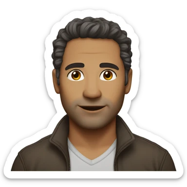 Gil 43 years old,medium tone skin, oval face, medium brown eyes, full lips, short brown wavy hair sticker