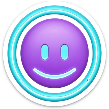 futuristic minimalistic emoji icon, letters "G" formed by three glowing digital lines representing Storm, Atom and NoizeGames, neon purple (#8B5CF6) and cyan (#00E0FF) on dark background, modern tech style, 1:1 aspect ratio sticker