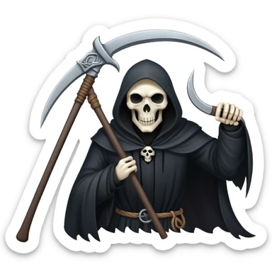 A grim reaper figure, holding a scythe sticker