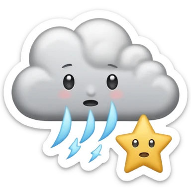shooting star emoji with a deadpan expression and a small sigh cloud, sarcastically questioning existence sticker