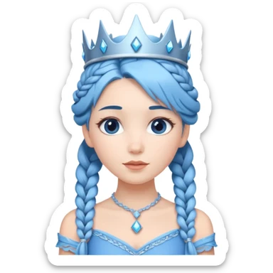 braided hair ice princess with crown blue hair sticker