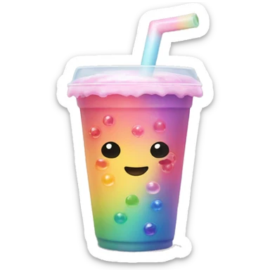 rainbow bubble tea sticker