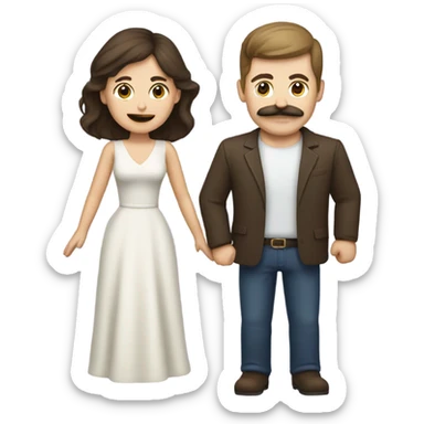 caucasian brunette couple moustache  sticker