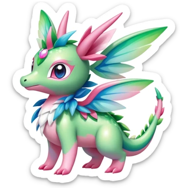 Shiny Exotic Cute Majestic Ethereal Sparkly Flygon-Sylveon-Shaymin-Meganium-Hybrid-Creature sticker