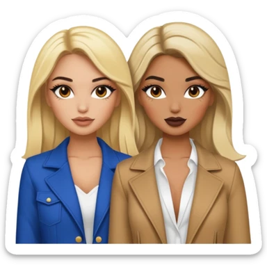 Boujy baddie best friends blonde and brunette, trendy heavy makeup sticker