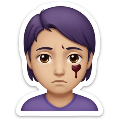 sad emoji with bruise under eye sticker