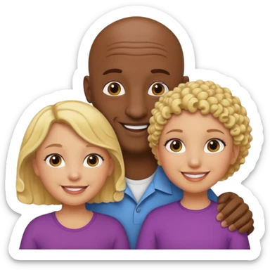 Papá calvo moreno, hija rizada y mamá rubia sticker