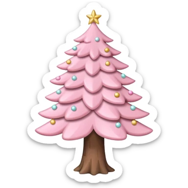 A cute pastel pink Sakura Christmas Tree with a white trunk sticker