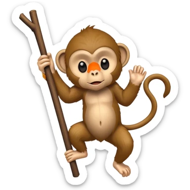 monkey clinging to a slanted stick sticker