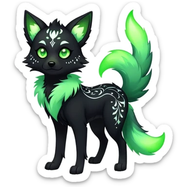 Vibrant edgy gothic Falvie-Fionbri-creature-sparkle-canine-fursona, full body, with random markings sticker