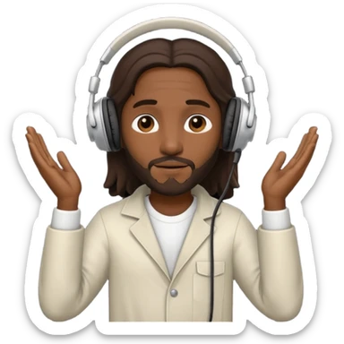African American Jesus Christ giving someone a pair of headphones sticker