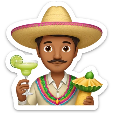 Mexican man w margarita and tortillas sticker