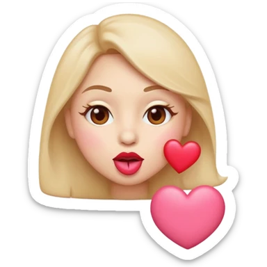 Emoji, face blowing a kiss, puckered lips, small heart sticker