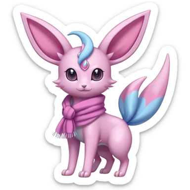 Shiny Cool Sparkly Cute Espeon-Sylveon-Nidorino-Fakemon-hybrid-fusion with a scarf full body sticker