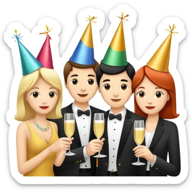 4 coworkers celebrating sticker