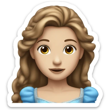 Princess with long brown highlighted hair and blue eyes sticker