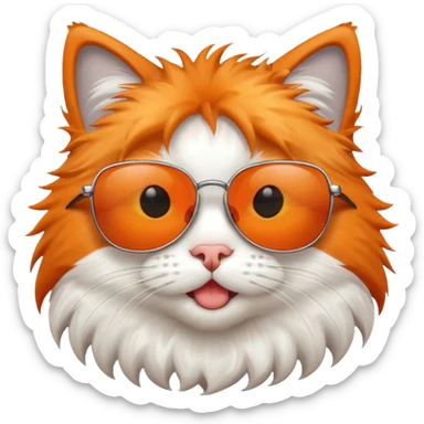 Cat with sunglasses with goofy face sticker