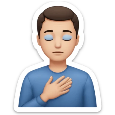 una mano en pecho ojos cerrados hombre sticker