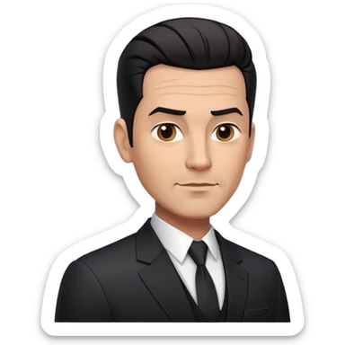 Good-looking robust man in his 40s with light brown skin tone, short slicked back straight black hair with fade haircut, strong square face, approachable TV host expression, black blazer with white buttoned shirt sticker