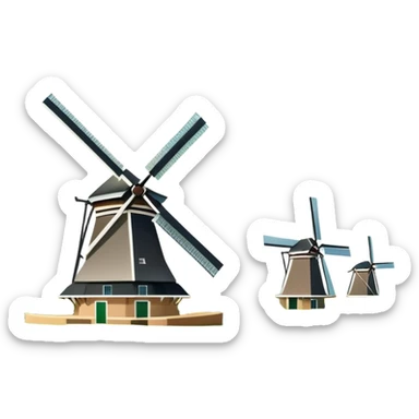 cinematic-realistic-kinderdijk-windmills-landmark-emoji,-showcasing-traditional-dutch-windmills-aligned-along-a-tranquil-canal,-with-lush-green-fields sticker