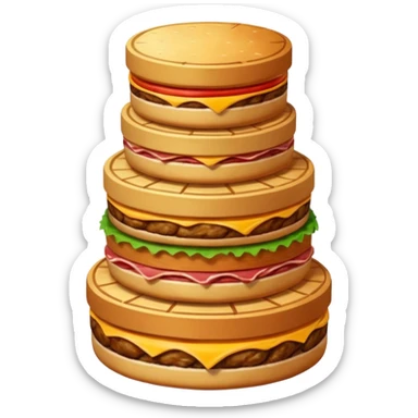 A savory food tower built from stacked meats sticker