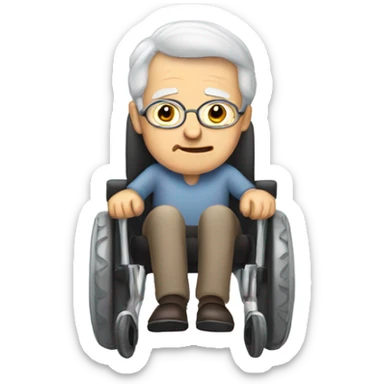 Old man white grey hair in a power hair wheelchair sticker