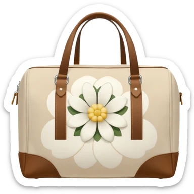 A sports bag with a pale light beige print in a small white flower sticker