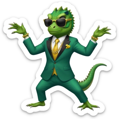 capitalist iguana banker godfather with black sunglasses breakdance sticker