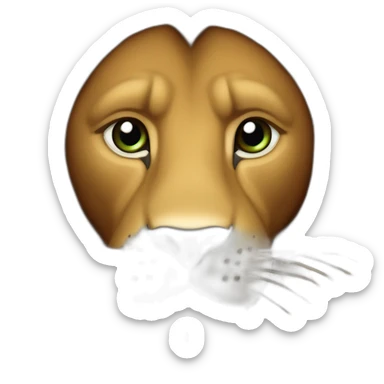 Lion fourrure marron crinière marron foncée yeux verts sticker