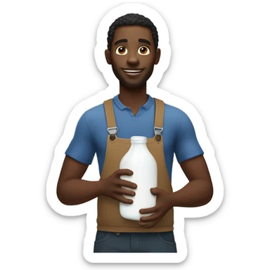 Black man holding a jug of milk sticker